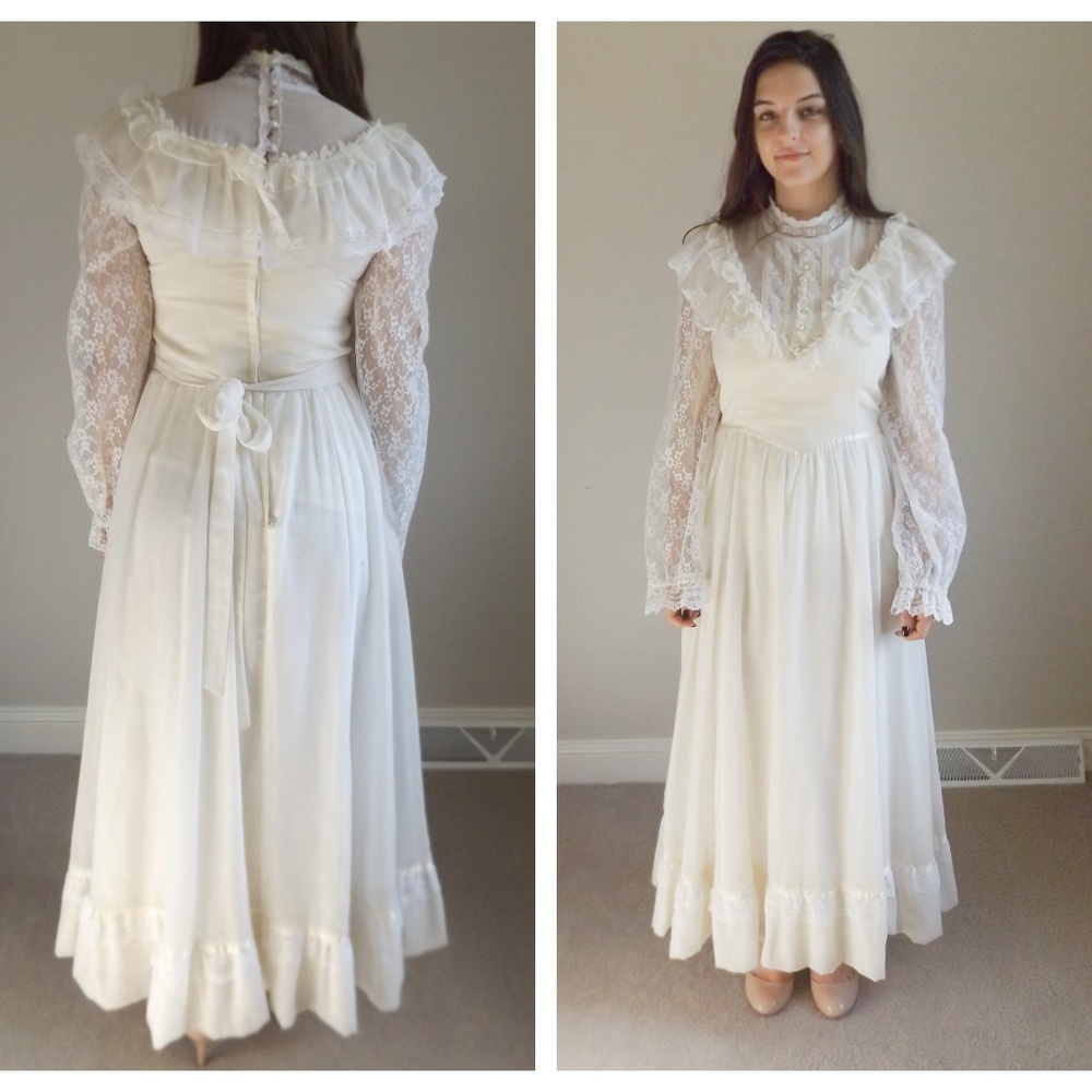 Gunne Sax Vintage 1970s Victorian Wedding Dress